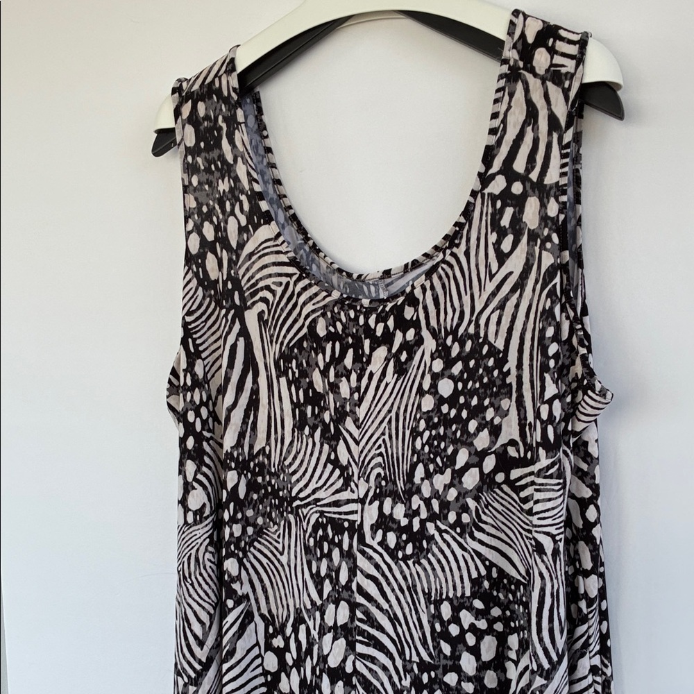 Attitudes by Renee Black and Cream Patterned Wide Leg Sleeveless Jumper 3XP - Picture 8 of 15